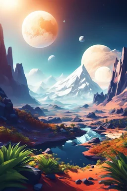 (((close midshot))), (((low poly art:2))), (astronaut), ultra-detailed illustration of an environment on a dangerous:1.2 exotic planet with plants and wild (animals:1.5), (vast open world), astroneer inspired, highest quality, no lines, no outlines candid photography. by Lekrot