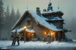 "A ucrain soldier and Russian soldier hug each other in Christmas house" 8k resolution concept art by Greg Rutkowski dynamic lighting hyperdetailed intricately detailed Splash art trending on Artstation triadic colors Unreal Engine 5 volumetric lighting Alphonse Mucha WLOP Jordan Grimmer orange and teal"