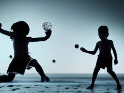 children playing on the Indian beach capture them against the sun and make an art silhouette, hyper details, real sharp, 8k, well detailed