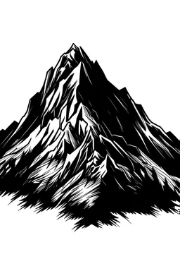 lav et pænt bjerg i sort med en hvid baggrund