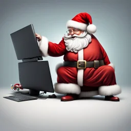 Santa Claus installing a Linux distribution