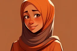 Amina Wearing the Hijab: Illustrate the moment Amina puts on the hijab for the first time. Capture her emotions and newfound confidence.