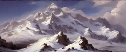 epic mountains in snow by Andrea del sarto