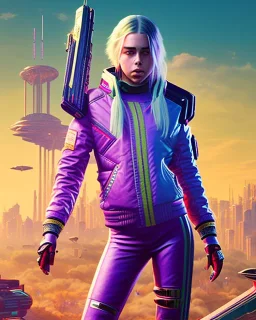 Billie Eilish, in stockings, cyberpunk2077