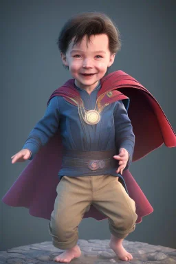 Doctor strange toddler, smile, full body, jump, bokeh, hyper realistic