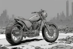 motorcycle, comic book,post-apocalypse, gray background,