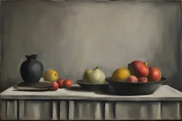 Still life on a table in the style of Vilhelm hammerschoi
