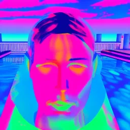 Vaporwave pool person