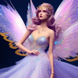 beautiful fairy in a galactic ambiance, transparent wings, delicate colors, finely tuned detail, ultra high definition, 8 k, unreal engine 5, ultra sharp focus