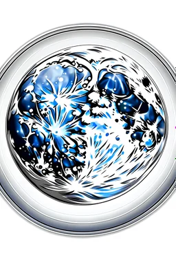 art for one full shiny moon, white background, cartoon style, no shadows.