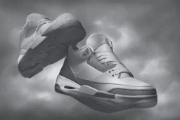 Jordan 3 sneaker on the clouds volumetric lighting