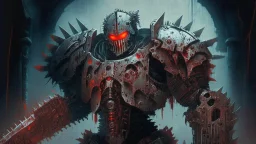 Machine knight, mechanical knight, gears, blood, Horror