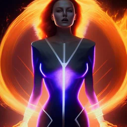 Dark Phoenix, X-Men , Jean Gray. hyperfantastic,hyperscifi,unreal engine,3D,best colours,deep purple . fire theme .blue neon smoke.cinamatic,full cinematic lights.beautiful body and hands details,beautiful face details,8k,hyperdetails.by alan parker.ann dittman