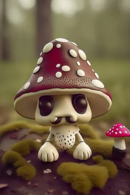 little mushrooms eyes two legs hat moustache