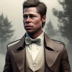 Full body, 3d render, Brad pitt 1800's men style, 1800's hair style, 1800's men clothes style, hyper realistic, octane render, unreal engine 5, 8k, palace background, uhd