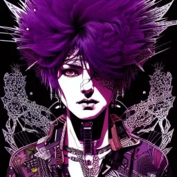 beautiful punk girl, hyper detailed, intricately detailed, illustration by <kilian eng> <Yoji Shinkawa>, purple tones,