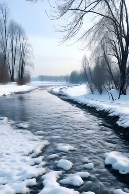žiema.miškas.užšalusi upė