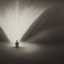 Zen Master in meditation, on nature landscape, dramatic lighting, volumetric lighting, high quality, pencil sketch