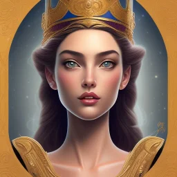 Disney Portrait of greek goddess ATHENA " with elegant old greek apparel and Laurel crown.extremely detailed face, ,perfectly centered image,intricate detail.dark hair, sharp dark eyes, bright blue lighting, sarcastic smile, sharp focus hair.MILO MANARA style