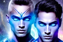 beauty cosmic warrior men with big blu eyes