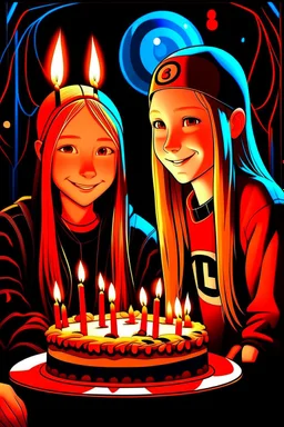 doğum günü kutlayan 2 kız