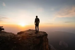a man views sunset from a cliff