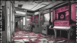 desolate dark arcade, horror, no humans