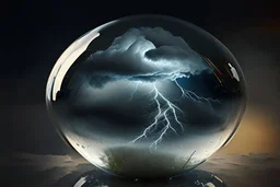 Glass ball full of thunder storms