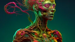 an immensely fertile, parasitized, woman. fecund brood-bearing 8k warped human form, prominently, artful, digital art trending on artstation 8k high res