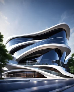 Edificio estilo Zaha Hadid, calidad ultra, hiperdetallado 12k