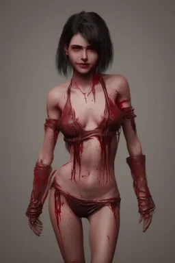 blood darkness body girl smile cute realistic