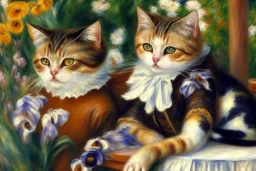 Two cats on a terrace. Auguste Renoir. Perfekt brown eyes with perfect iris.