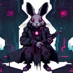 necromancer rabbit in the style of cyberpunk