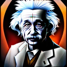 A portrait of Einstein, 3d, high detail, symbols, 4k, ray traing, render