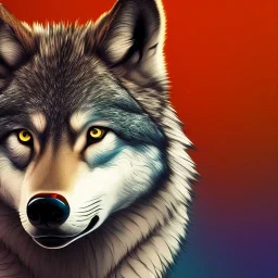 Wolf, red, orange, yellow, green, blue, purple, masterpiece, expert, 8K, hyperrealism, sharp focus, cinematic lighting