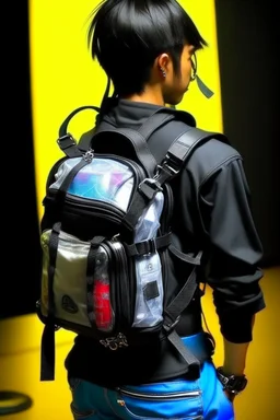 back pack, transparent, sci fi, punk, color, neon