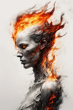 art, abstract, human, burning edges, (intense and emotional visual experience:1.5), (captivating and fiery ambiance:1.3), (dramatic and captivating essence:1.2), (fiery details:1.3), white background