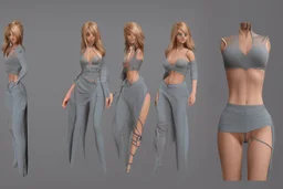Female characters design mode sheet often have softer curves and a more hourglass figure. Consider the proportions of the bust, waist, and hips to create a feminine silhouette. full anatomy with modern cloth like jeans and t shirt.