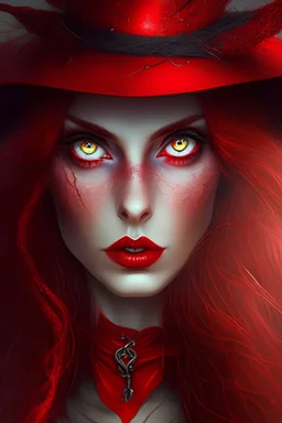 Beautiful red witch with great eyes and body and bowers