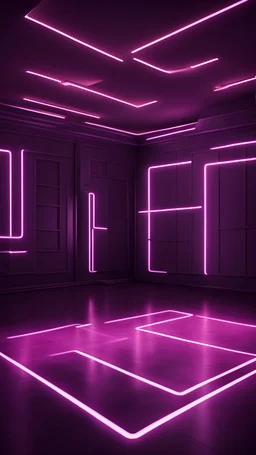 Hyper Realistic purple & maroon neon floor in a dark room