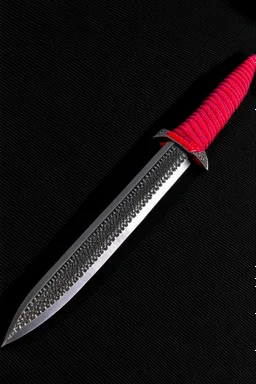 throwing dagger with a red serrated edge
