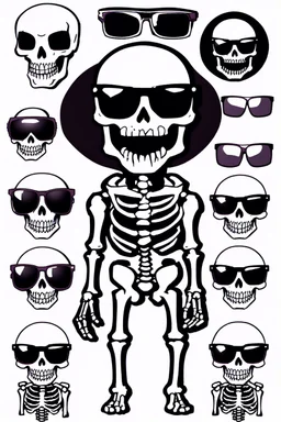 skeleton whit cool sunglasses, GG emotes, sprite sheet