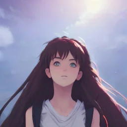 a girl looking to the sky, cinematic lighting, dramatic atmosphere, studio lighting delicate features finely detailed perfect art, at an ancient city, gapmoe yandere grimdark, trending on pixiv fanbox, painted by greg rutkowski makoto shinkai takashi takeuchi studio ghibli