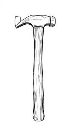 framing hammer, detailed line drawing, vector