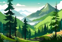 Natural background trees mountains in real