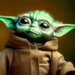 super photorealistic studio photo of female baby yoda in star wars by Annie Leibovitz, intricate, highly detailed, sharp focus, cinematic lighting,