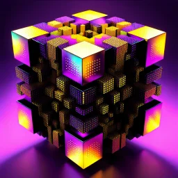 a mandelbox 3d fractal made of metallic random color cubes a pertty artistc background