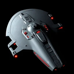 The starship Mercury from Star Trek, a elongated version of the 1701-D with 6 warp nacelles and a hammer head shark shaped saucer and engineering section, heavily armored, red lighting, dark gray exterior