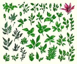 Vector plants and herb set illustration. Watercolor illustration color