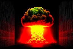 4K. FULL DETAILS. LOGO EMISSION DE RADIO HARDROCK FIRESTARTER TERMINATOR. EXPLOSION NUCLEAIRE EN FOND